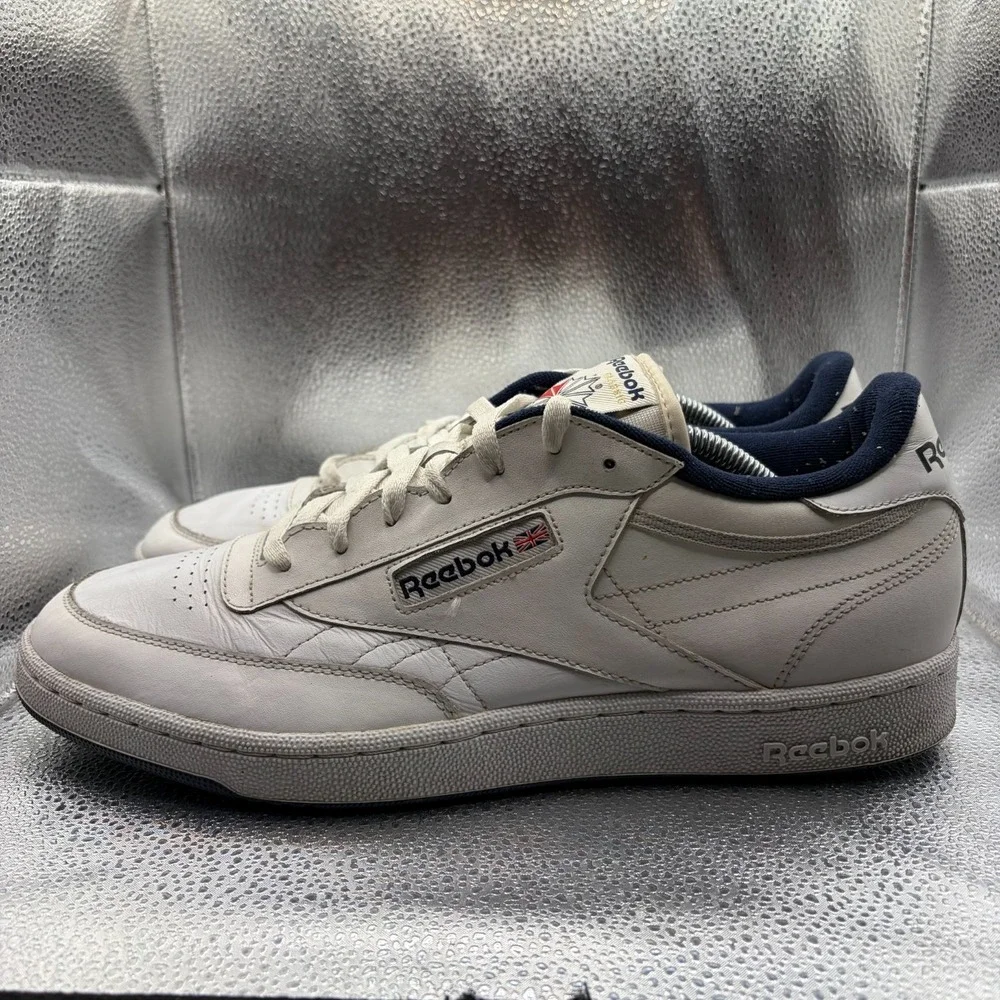 Size 12 Reebok Club C 85 White Mens Lace-Up Leather Athletic Sneaker Shoes